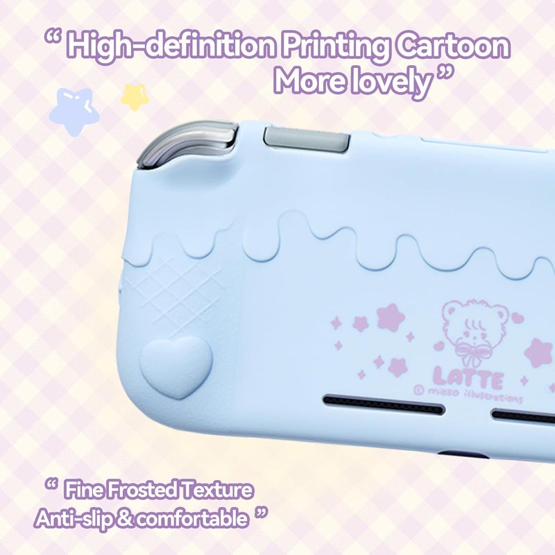 GEEKSHARE Silicone Protective Shell Compatible with Switch Lite, Sweet Soft Ice Cream Cover Case for Switch Lite with 2 Thumb Grip Caps - Mikko (Blue) - Image 3